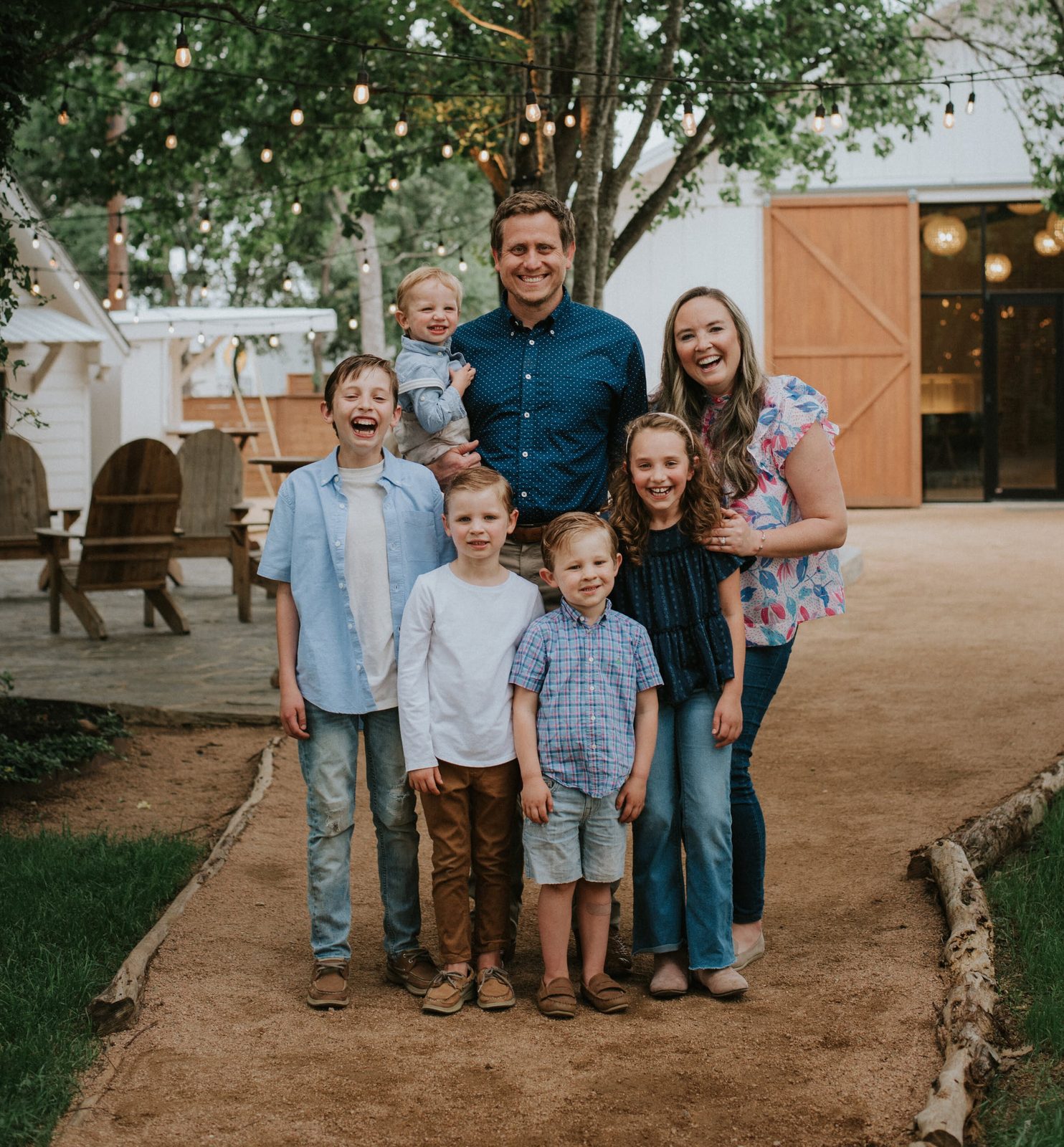 Michael, Emily and their kids at The Chapel at Gruene